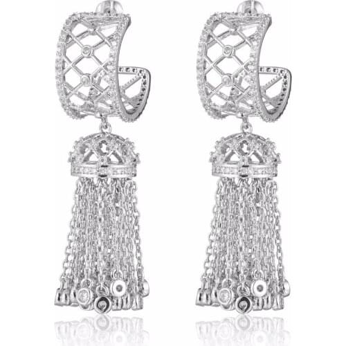 GrayBirds C Earrings Chain Tassels Bell Earrings With AAA Cubic Zirconia Clear Lead And Nickel Free Party Gifts XYE015