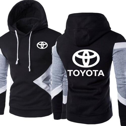 New Spring Autumn Fashion Toyota Car Logo Hoodies Patchwork Men Pullover Sweatshirts Casual Cotton Hoody 5 Colors