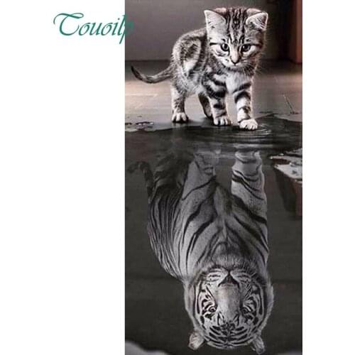 TOUOILP Full Square/Round Drill 5D DIY Diamond Painting "Cat Tiger Animal" 3D Embroidery Cross Stitch Mosaic Rhinestone Decor