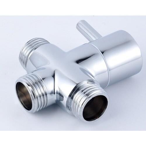 3 Ways T-adapter Diverter Valve Polished chrome Faucet Shower Head Arm Diverter Switch Adapter replace Bathroom accessories