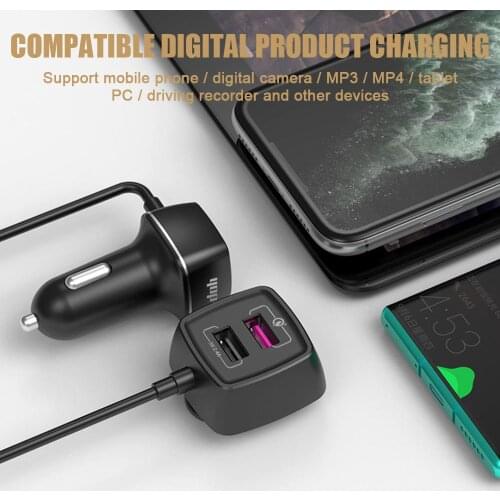 Vehemo QC3.0 4 Ports Usb Car Charger Fast Car Charger Charge Mobilephone Car Charger Universal Front Seat for for iPhone