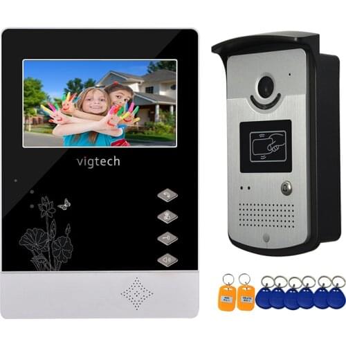 Vigtech4.3 Inch Wired Home Intercom Doorphone Video Intercom For System RFID Access Door Camera With Waterproof & IR Camera