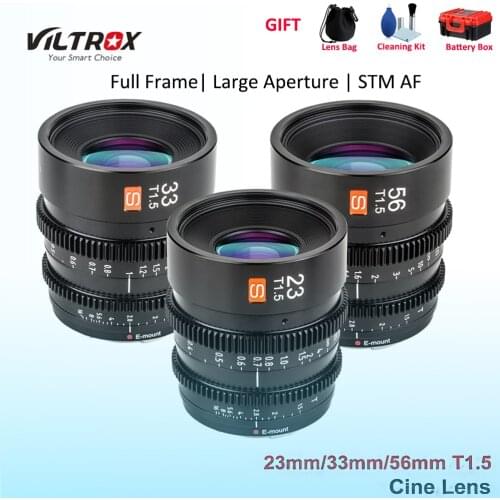 VILTROX 23mm 33mm 56mm T1.5 APS-C Manual Focus Cine Lens 1:1.5 Large Aperture Cinematic Camera Film Lens for Sony E Mount Camera