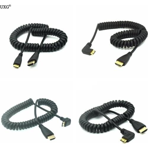 High Speed Mini HDMI-to HDMI-Cable Gold-Plated Spring Curl HDMI-Premium HDMI-Cable For Sony Canon DSLR Nikon Camera Camcorders