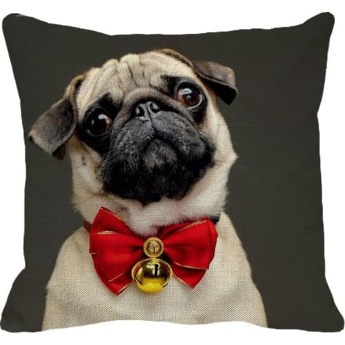 XUNYU 45cmx45m creative animal pug dog new cotton linen comfortable cushion set home sofa decoration hug pillowcase YH037