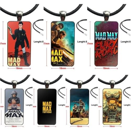 For Women Movie Mad Max Fury Road Glass Cabochon Choker Pendant Rectangle Necklace Steel Color Jewelry