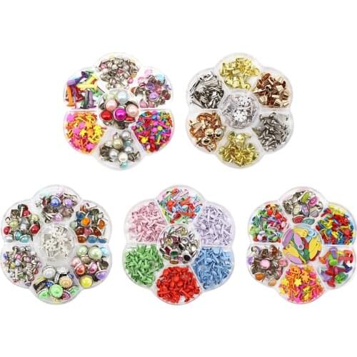1 Box Metal DIY Round Crystal Mini Brads Scrapbooking Paper Fasteners