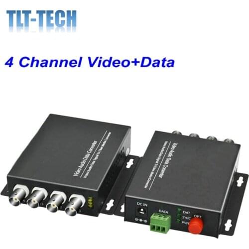 1Pair 4 Channel Digital Video Fiber Optical Media Converters Extender Adapter with 485 Data Single Mode FC Fiber Optic Upto 20Km