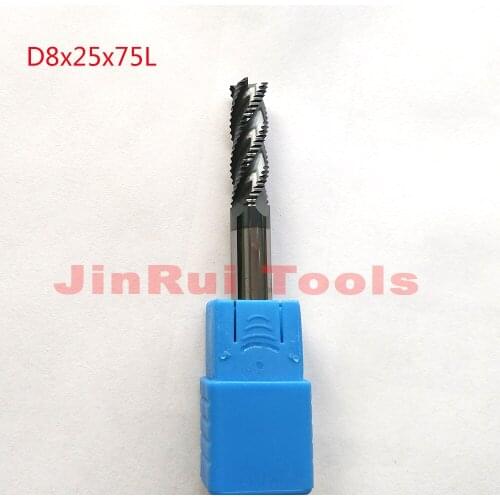 1pc 8mm D8*25*D8*75 HRC55 4 Flutes Solide Carbide Roughing End Mills CNC router bit milling cutter Tools knife fresa