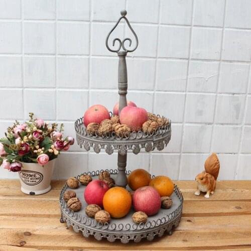 2 tier Cake Iron Fruit Dessert Tray Wedding cake stands plate