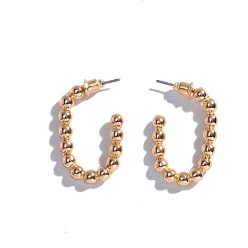 2020 New cute C shape oval Doudou beads stud earring for women