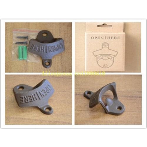 300pcs/lot Retro Wall Mounted Vintage Antique Bottle Beer Opener Hanging Wall Hook Beer Openers With screws