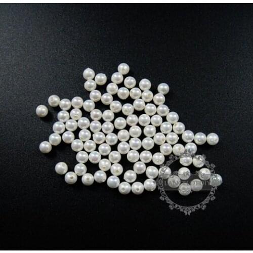 4mm half drilled white round artificial imitation mother of pearl shell pearl beads for earrings studs DIY supplies 3020070
