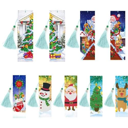 2/4pcs DIY Bookmark Christmas Diamond Painting Cross Stitch 5D Special Shaped Diamond Embroidery Book Mark For Birthday Gift