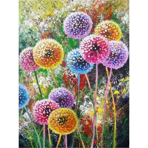 5D DIY Full Round Diamond Painting Colored Dandelion 3D Embroidery Cross Stitch Rhinestone Mosaic Home Decor Gift Y1515