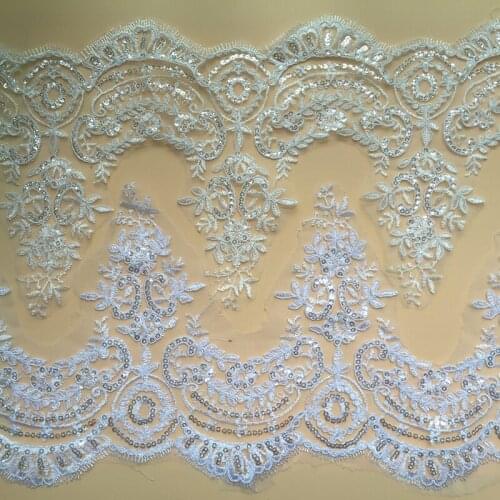 9Yards Embroidery Sequined Lace Trim Gorgeous Fabric By The Yard For DIY Sewing Material Motif Wedding Dress Decoration Y14