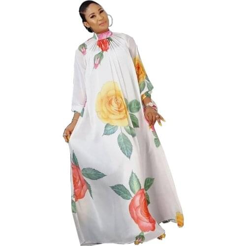 African Dresses for Women 2021 New Sexy African Women Long Sleeve Printing Long Dress African Clothes Women