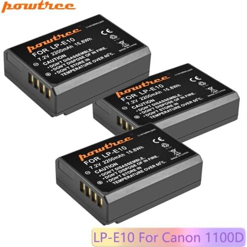 Powtree 2200mAh LP-E10 LP E10 LPE10 Digital Camera Battery For Canon 1100D 1200D 1300D Rebel T3 T5 KISS X50 X70 Battery