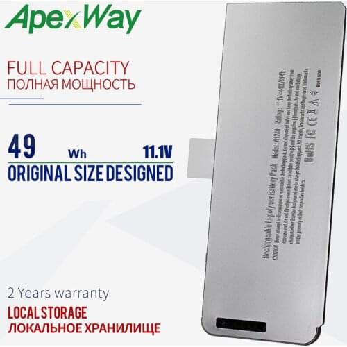 Apexway 49Wh 10.8V laptop battery A1280 for Apple MacBook 13" MB466CH/A MB467*/A MB771J/A