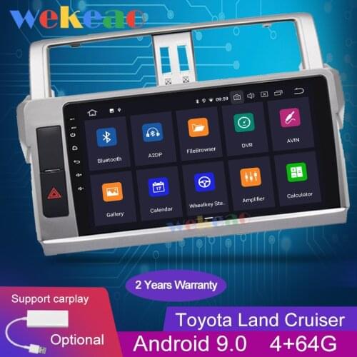 Wekeao Touch Screen 10.1'' Android 9.0 Car Radio Automotivo For Toyota Prado Land Cruiser Android Auto GPS Navigation 2014-2017