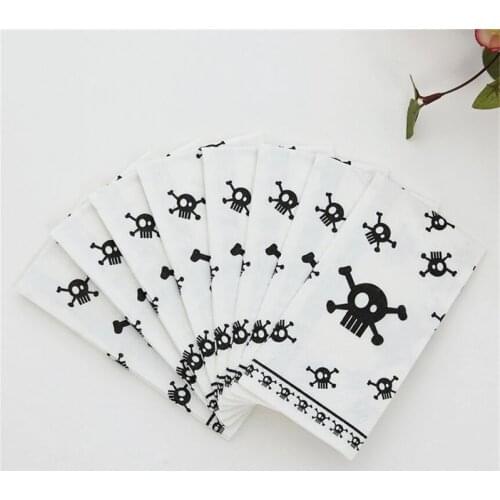 Free Shipping Casamento 10Pcs 3-Layer Skull Paper Napkins For Decoupage Halloween Party Decoration Boda Supplies