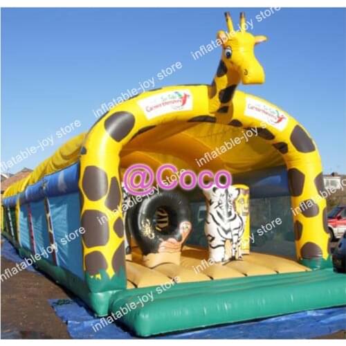 Free ship to sea port!10m long big inflatable jumping house, jungle theme kids bouncy castle, commercial party obstacle course