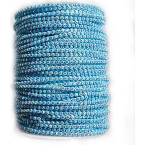 Taidian SS8 Bandings Transparent Color Glass AB Sew On Rhinestone Trim Banding For Bead Work 84048 50yards/roll