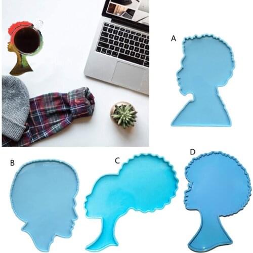 Large Female Male Head Resin Mold Silicone Coaster Mold African Human Tray Mold X4YA