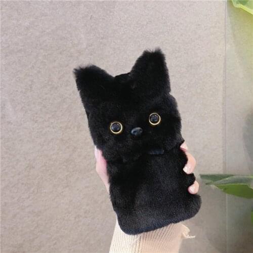 Cute Fur Cat Warm Phone Case for Huawei Honor 9X Lite 9S 9C 9A 10i 20e Mate 20 P9 P10 Plus P20 P30 Pro P40 Lite E Fluffy Cover