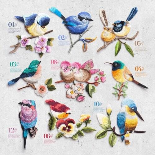 Colorful birds iron on applique patch Sew On Patch sticker vintage embroidered fashion Patch cloth decoration patch