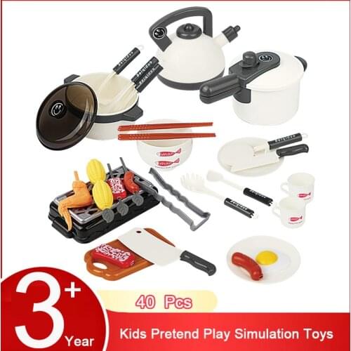 Kids Simulation Kitchenware Pretend Play Miniature Food Cooking Toy Kitchen Utensils Pots Pans Set Educational Toys For Children