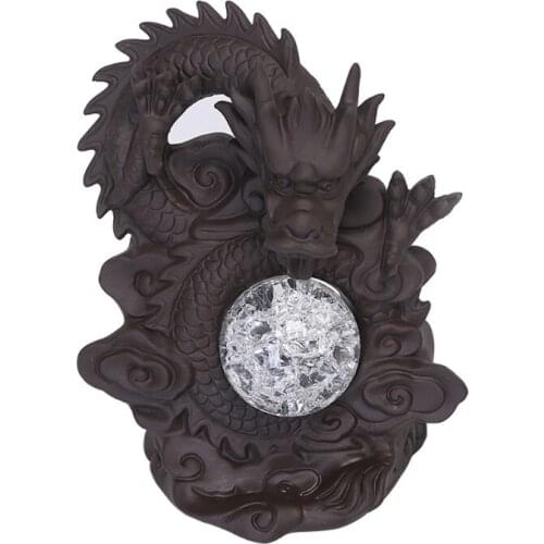 Dragon LED Backflow Cone Incense Burner Waterfall Incense Holders Home Decor Statue Ornaments and 20 Incense Cones