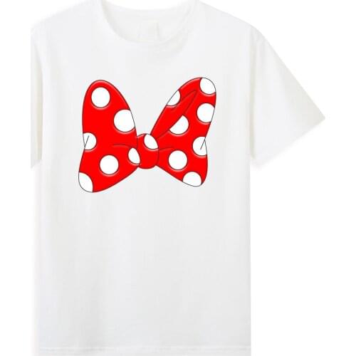 Kawaii Minnie Mouse bow knot Men T-Shirts Summer Casual Cotton Tops Cartoon Disney Anime Mens T Shirt Harajuku Basic T Shirts