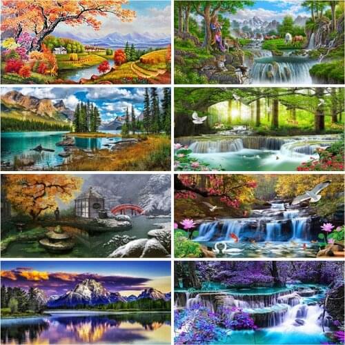 MTdiyart Diamond Painting Full Square/Round Cherry Blossoms Mosaic House Sakura Embroidery Scenery Home Decor Diamond Art