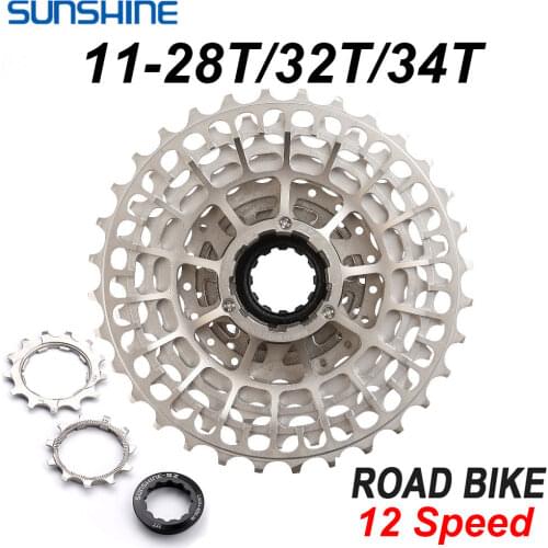 SUNSHINE 12 Speed Road Bike Ultralight Freewheel 12S 32T/34T Cassette Flywheel Bicycle Sprocket 12V Sprocket Bike Parts