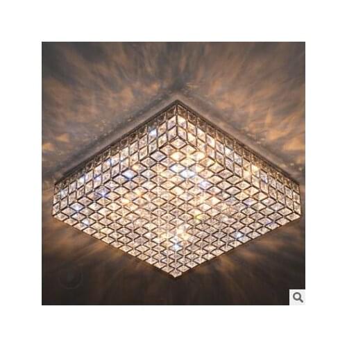 Living room lamp crystal lamp square ceiling lamp modern simple atmosphere home European light in the bedroom restaurant lightin