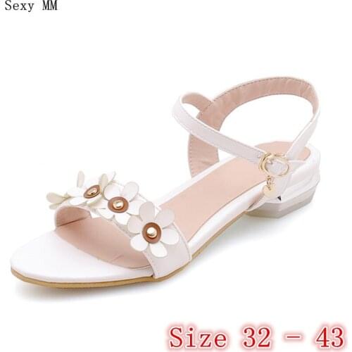 Summer Style Slides Women Low Heel Sandals Woman Shoes Flip Flops Slippers Sandals Small Plus Size 32 33 - 40 41 42 43