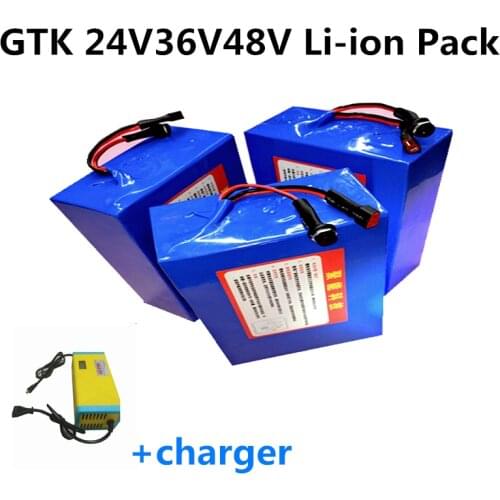 GTK high capacity battery Pack36V 10Ah 12Ah 15Ah 18Ah 20Ah lithium battery pack with BMS for ebike/ tricycle + 5A charger