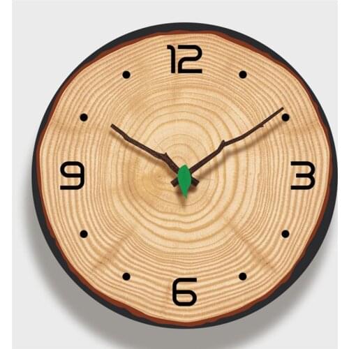 Nordic annual ring wall clock wood grain home fashion living room bedroom creative simple pastoral mute clock wall 30X30 cm