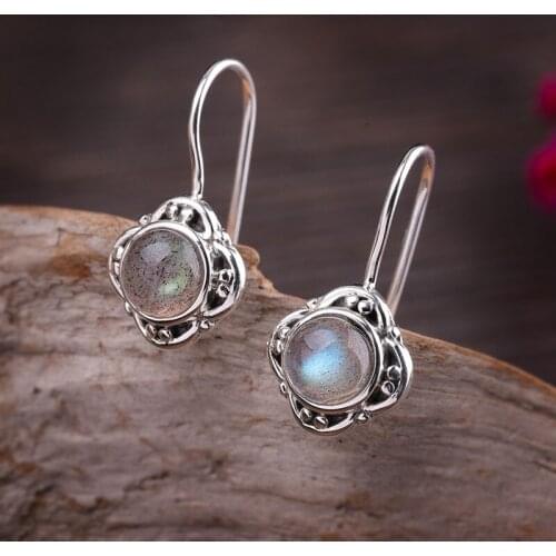 2020 new Thai silver earrings for women S925 sterling silver ear drop fashion jewelry womens simple moonStone Earrings
