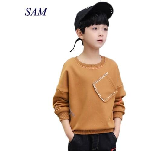 New 2021 boys t-shirts kids long sleeve tees tops clothes solid cotton spring autumn children school t shirt boys kids clothes