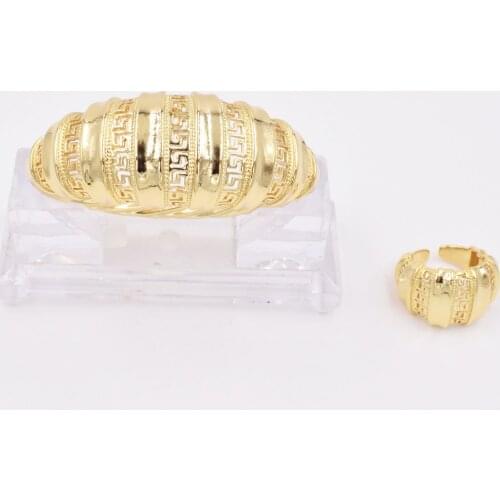 NEW High Quality Ltaly 750 Gold color Jewelry Set For Women african beads fashion Bracelet Ring jewelry