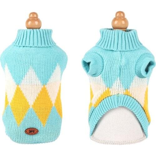 Pet Clothes Medium and Small Cats and Dogs Autumn Winter Plus Velvet Knitted Plaid Four-legged Clothes, Three Colors Available