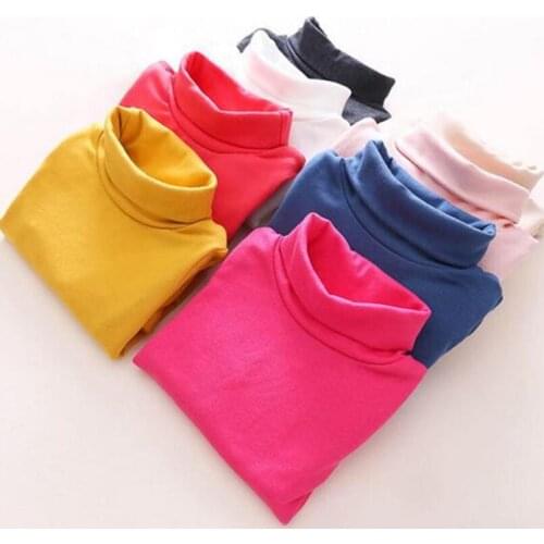 Autumn Winter 2018 Baby Toddler Boys Girls T-shirts Cotton Turtleneck Shirts Kids Long Sleeve Shirt Tops Tees Underwear Clothes