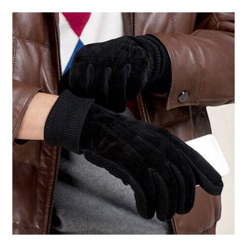 Fashion New Outdoor Mens Winter Warm Gloves XL XXL Black Brown Colors Rowan Pigskin Leather Glove Mittens For Men Free Shipping