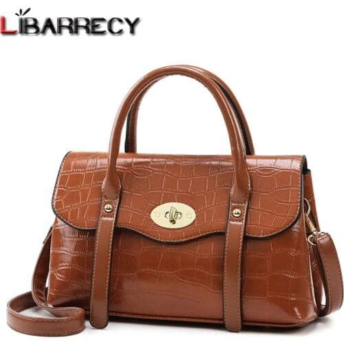 Ladies Luxury Handbags Women Wax Oil Leather Shoulder Bags Designer Vintage Stone Pattern Crossbody Bags for Women Casual Totes