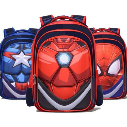 Disney 3D Iron Man Schoolboy Schoolbag Cartoon Backpack Childrens Backpack Spiderman New Boy Schoolbag