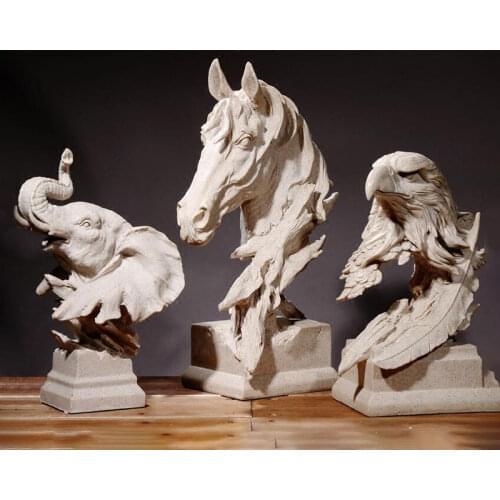 Nordic White Resin Horse Head Statue Home Decoration Crafts Livingroom Desktop Animal Ornaments Modern