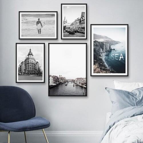 Building Landscape Sea Wall Art Nordic Posters And Prints Canvas Wall Paintings Decorative Pictures For Living Room Home Decor