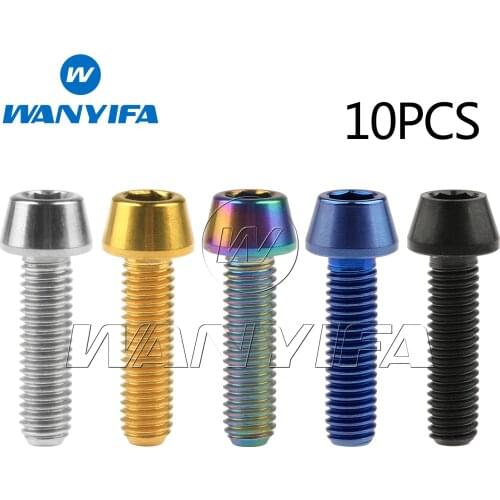 Wanyifa Titanium Ti M5 x 18mm Bolt Taper Head Conical Head Screw Bicycle Accessories 10Pcs/lot